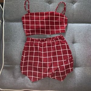 Checkered two piece skort set